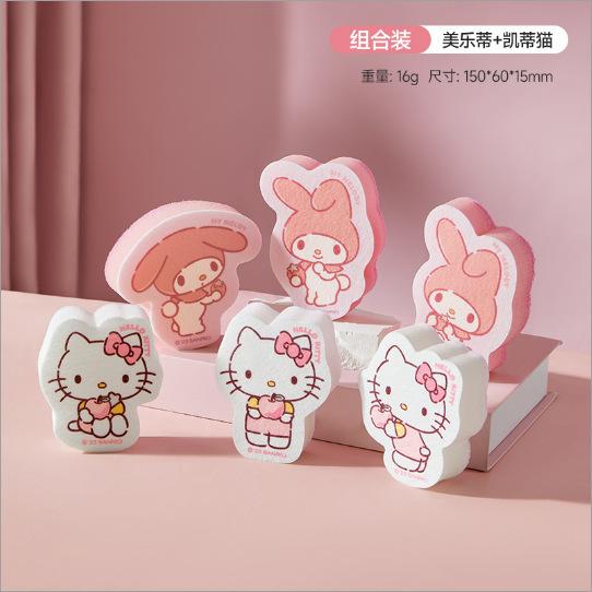 Kawaii Cute Dish Sponge Kitty My Melody Cinnamoroll Soft Foamy Durable For Kitchen Pot Pan Dishwashing Cleaning Scouring Pad