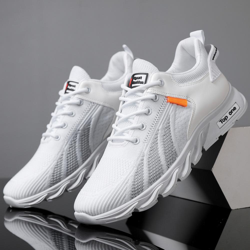 Breathable Shock-Absorbing 2025 Summer Men's White Mesh Running Shoes Casual Sports New