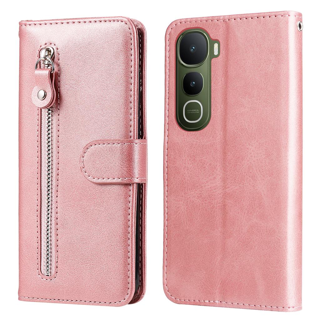 For vivo Y400 5G PU Leather Cases with Zipper Pocket Wallet Phone Cover Stand