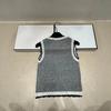 Miu-Style Color Block Lace Collar Knit Vest - Slimming Summer Top