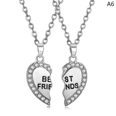 2Pcs Ins Style Heart Rainbow Stitching Necklace  Pendant Alloy Clavicle Chain For Children Best Friend Jewelry Gifts