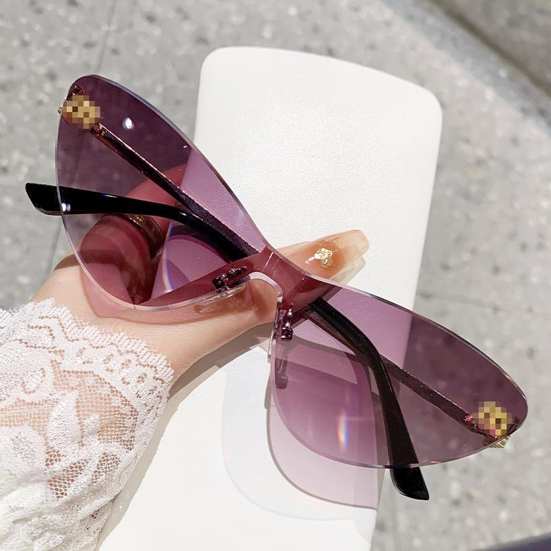 Frameless Trimmed Sunglasses Letter M Mijia Sunglasses Gradual Change Color Cat Glasses