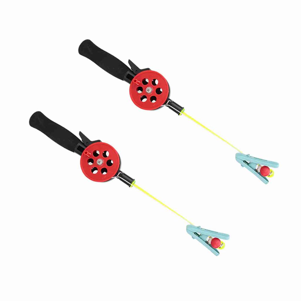 2Pcs Crab Fishing Rod Ice Fishing Pole with Shrimp Clamp Accessories Random Color