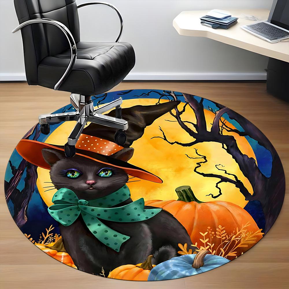 1pc Halloween Cat Chair Carpet for Office Non-Slip, Machine Washable Rug for Office, Room - Holiday Decor, Machine Made yy251016162