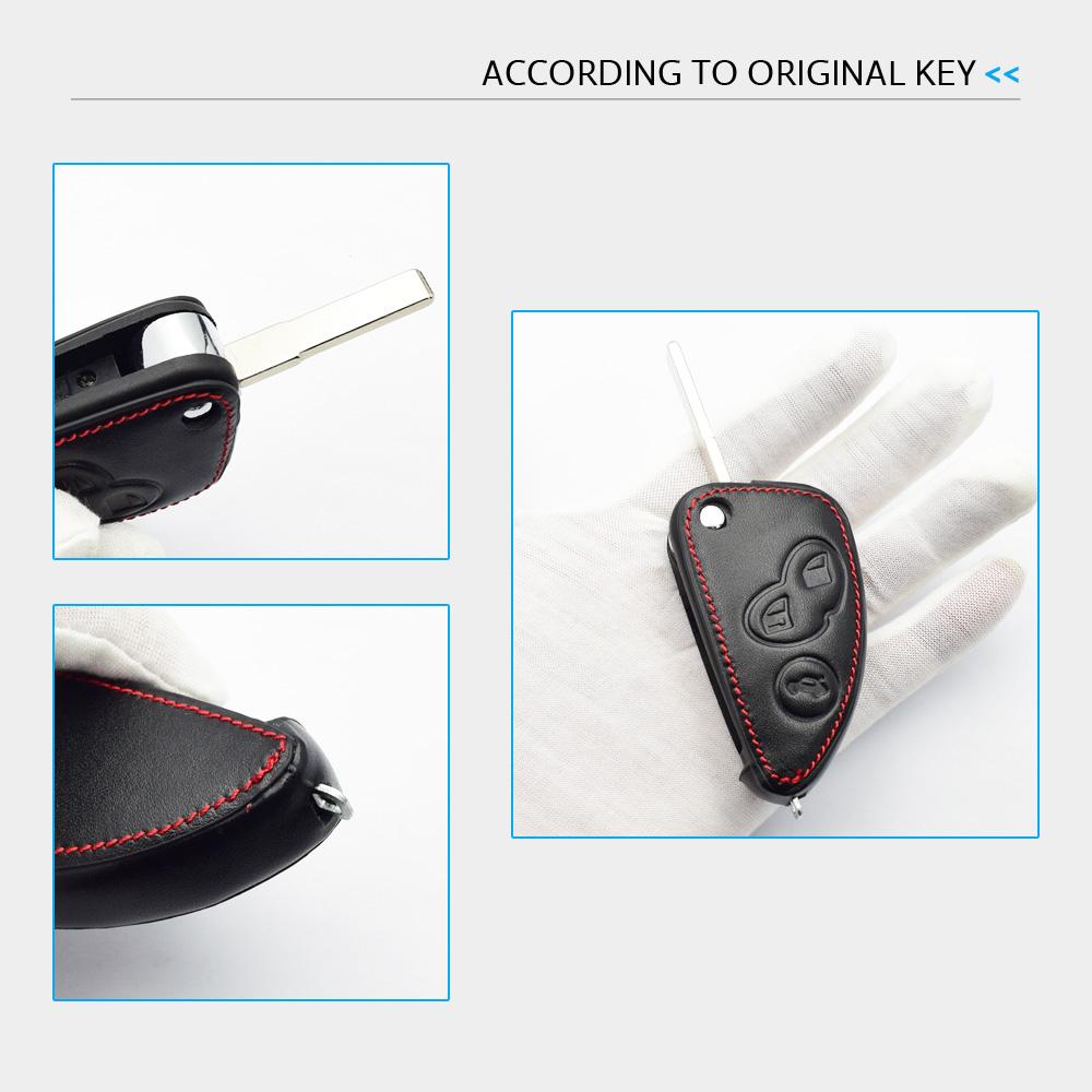 Leather Car Key Cover Bag For Alfa Romeo 147 159 GT Giulietta Mito Remote Control Fobs Protector Case Accessories