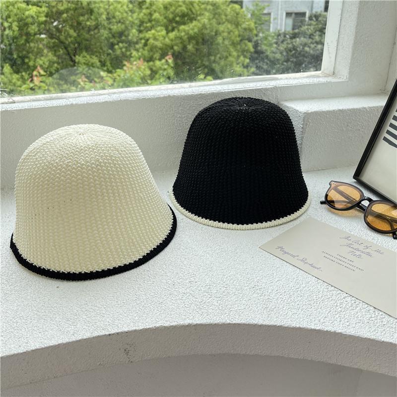 Stylish Fisherman Hat For Women With Wide Brim Top Round Straw Sun Hat Face-lifting Han Edition Outdoor Beach Cap