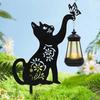 Luce solare da giardino, luce a forma di gatto in metallo alimentata a energia solare con picchetti, facile da installare, luce decorativa antiruggine per esterni, per giardino, prato, cortile