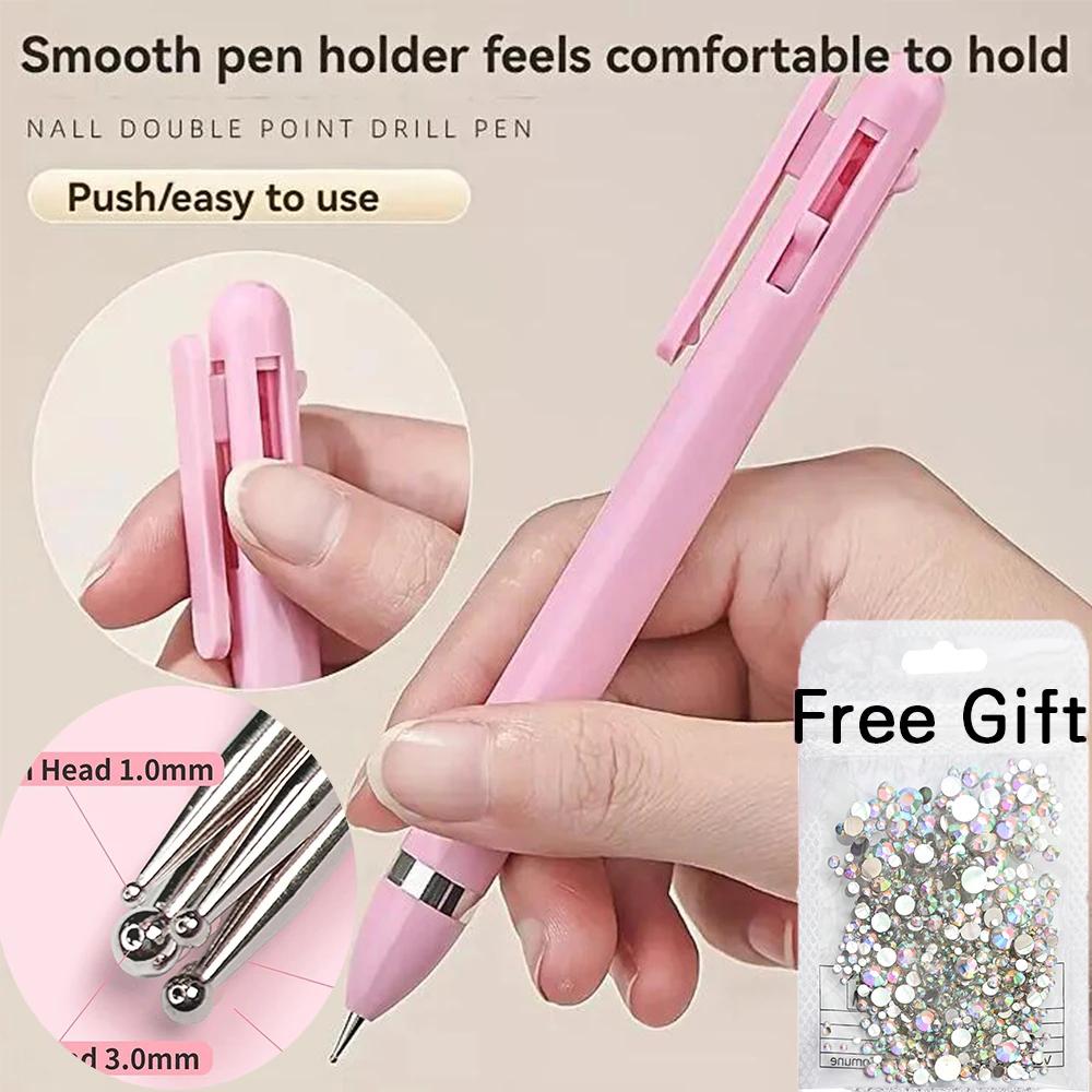

4 in 1 Nail Art Dotting Tools Nail Art Tip Dot Paint Manicure Kit Rotatable Ballpoint Drill Pen Dotting Tools Nail Point Pen розовый