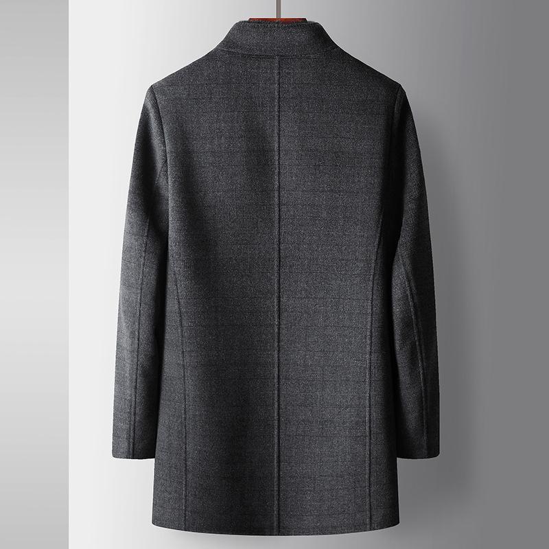 Men's Coat Autumn and Winter Mink Hair Stand-up Collar Double-sided Middle-aged Business Take-off Down Liner Warm Wool Jacket