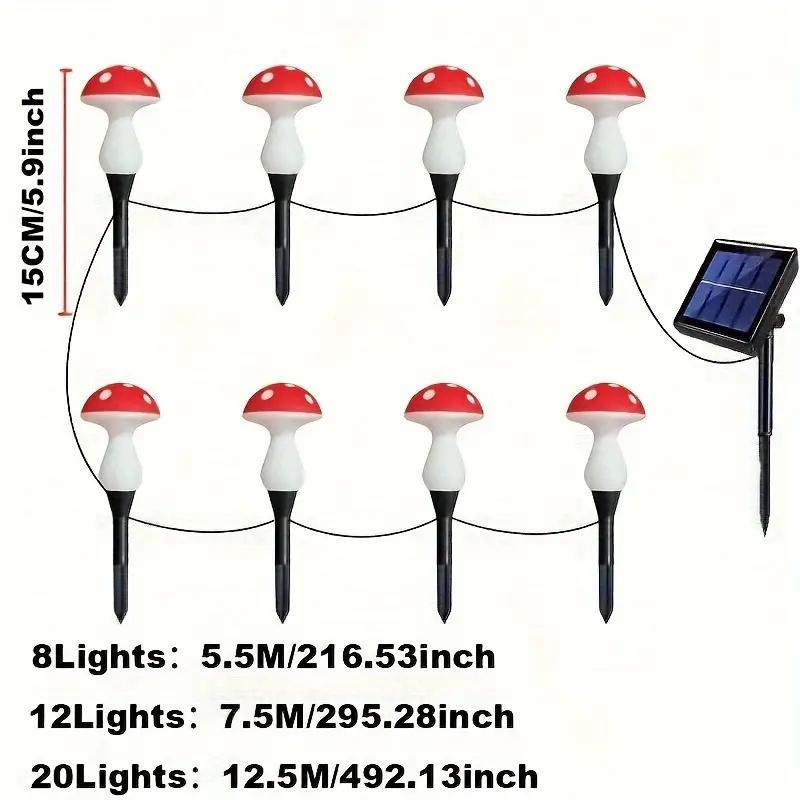 8/12/20LEDs Solar Powered Mushroom Garden Lights with 8 Lighting Modes for Christmas Yard Lawn Pathway Wedding Party Decor