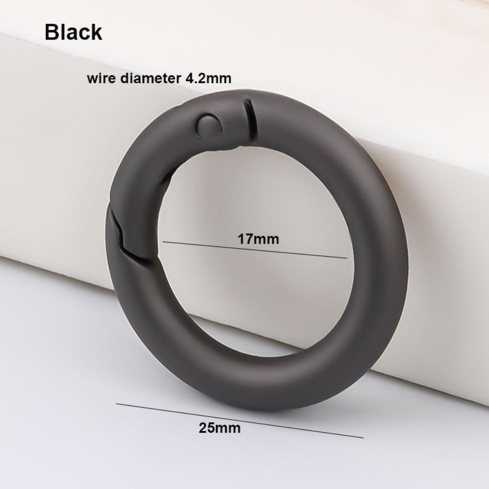 Black O-Ring Buckles Clips Zinc Alloy Round Push Trigger Snap Hooks Plated Gate Spring Carabiner