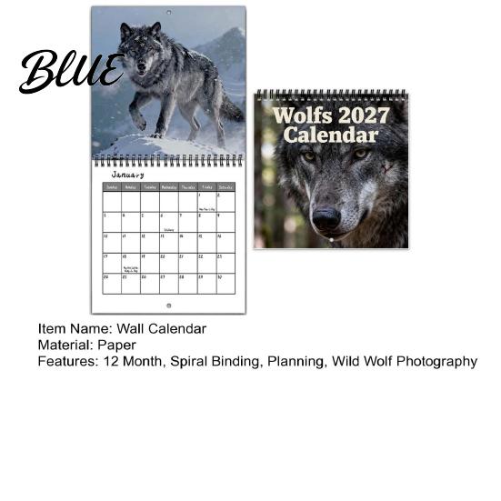 Wall Mounted Daily Nature Wild 12 Monthly 2027 Calendar Scheduler Wolves Planner with Functional Calendar