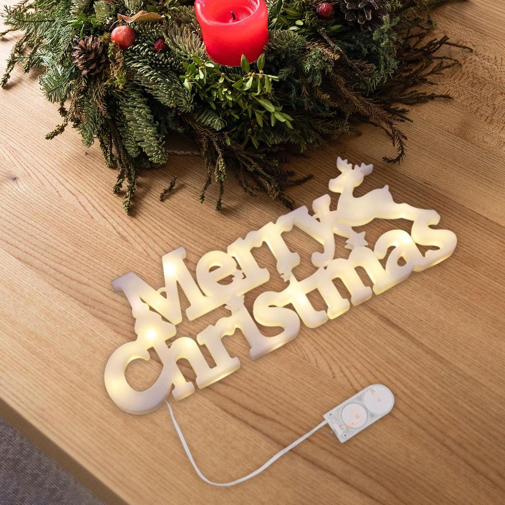Christmas Lighted Plaque Decor Ornament Merry Christmas Neon Sign for Christmas Party Indoor Porch Holiday Favor Supplies