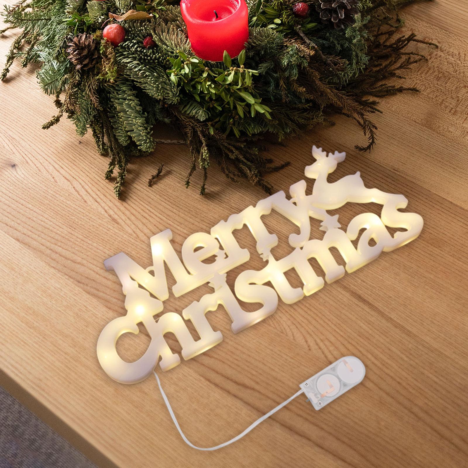 

Christmas Lighted Plaque Decor Ornament Merry Christmas Neon Sign for Christmas Party Indoor Porch Holiday Favor Supplies белый