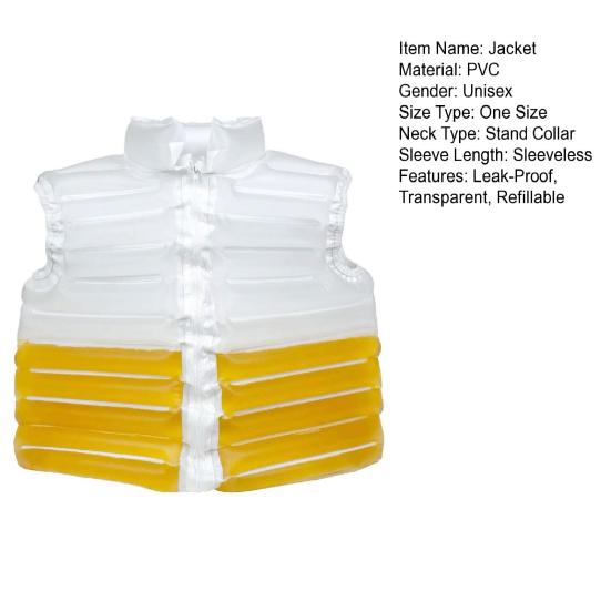 Transparent Beer Jacket Beer-Filled Jacket with Straw Refillable Beverage Puffer Jacket Fun Beer Beverage Pool for Parties Beer Lovers