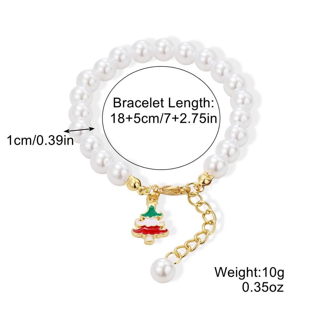 European and American Snowflake Crystal Beaded Christmas Bracelet Set for Women