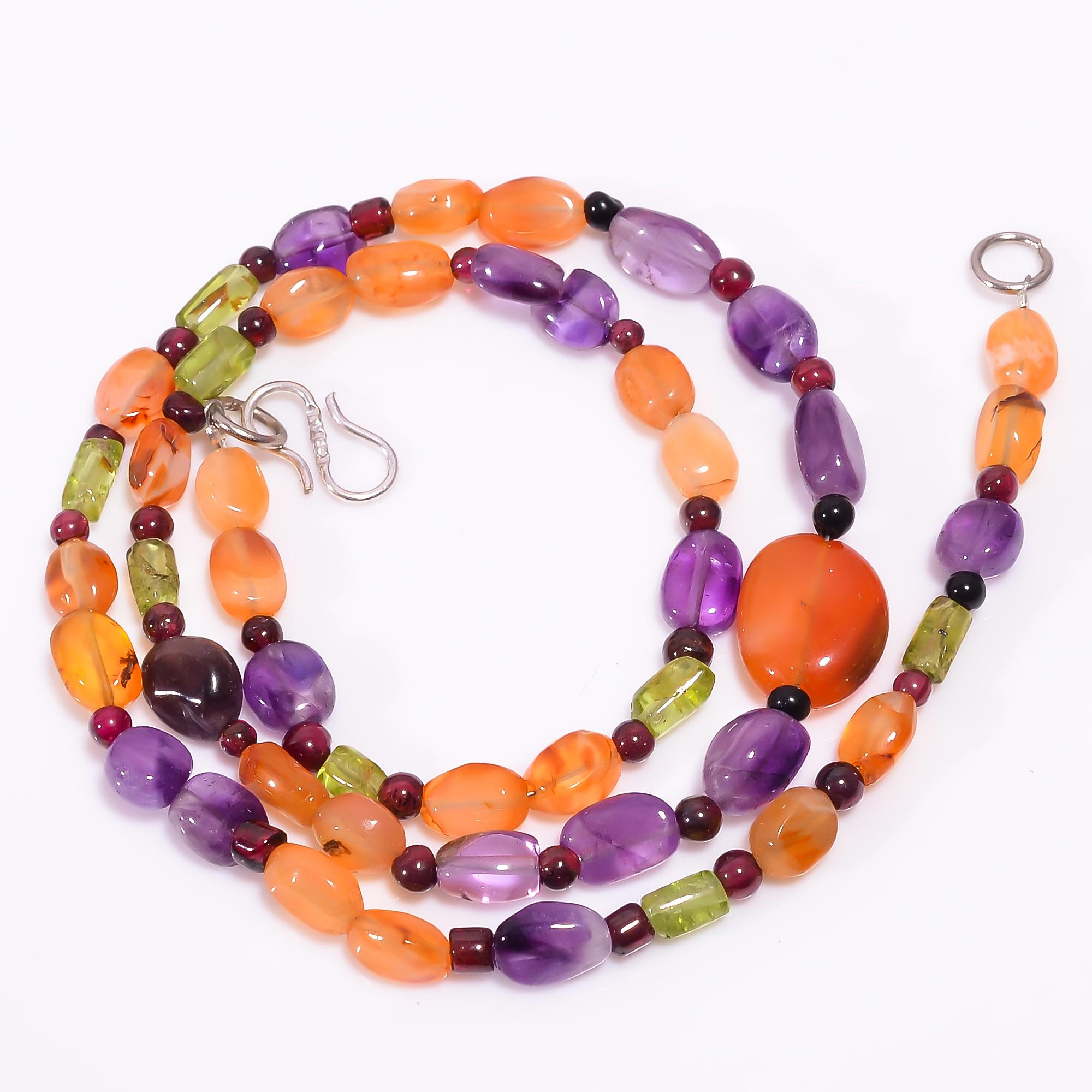 

Натуральный сердолик аметист перидот драгоценный камень бусы ожерелье 3-14 мм 18 UB-8179 UB-8179