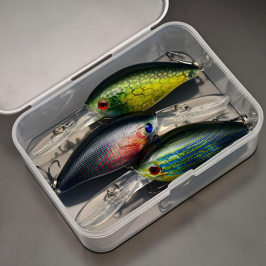 3pcs/1pc Crankbait Fishing Lures -10cm/ 3.93inch, 12.5g/0.42oz, Durable ABS Material - For Bass & Pike Fishing Enthusiasts