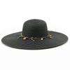 Ladies' Summer Straw Hat 13CM Large Brimmed Beach Hat Sunshade Hat Outdoor Beach Travel Hat Foldable