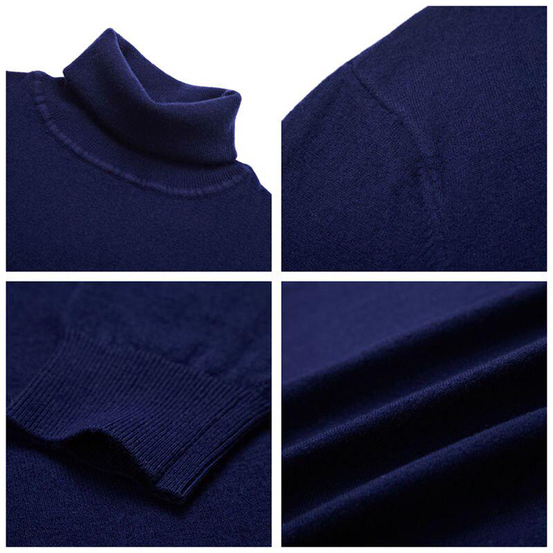 Brand Men Casual Turtleneck Pull Homme Autumn Winter Merino Wool Sweater Warm Cashmere Pullover Sweater Men