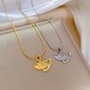 Titanium Steel Necklace Female Niche Design Simple Ginkgo Pendant Short Collarbone Chain Korean Version Cold Wind Neck