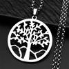 Tree of Life Stainless Steel Long Necklace for Men Black Color Necklaces & Pendants Jewelry cadenas para hombre N834S03