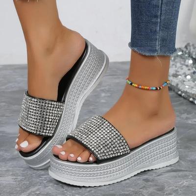 Chinelos de strass femininos sapatos de verão femininos sapatos de praia da moda designer slides femininos casuais confortáveis chinelos plataforma