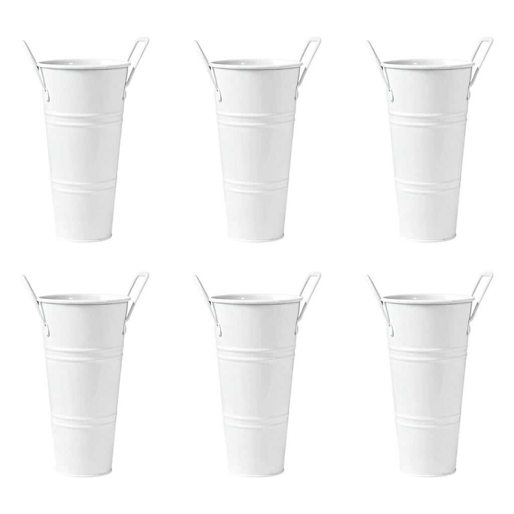 10.2 Inch Galvanized Tin Flower Bucket - Flower Buckets For Flower Bar With Handles, Metal Flower Vase For Home & Garden Table Centerpiece Decor