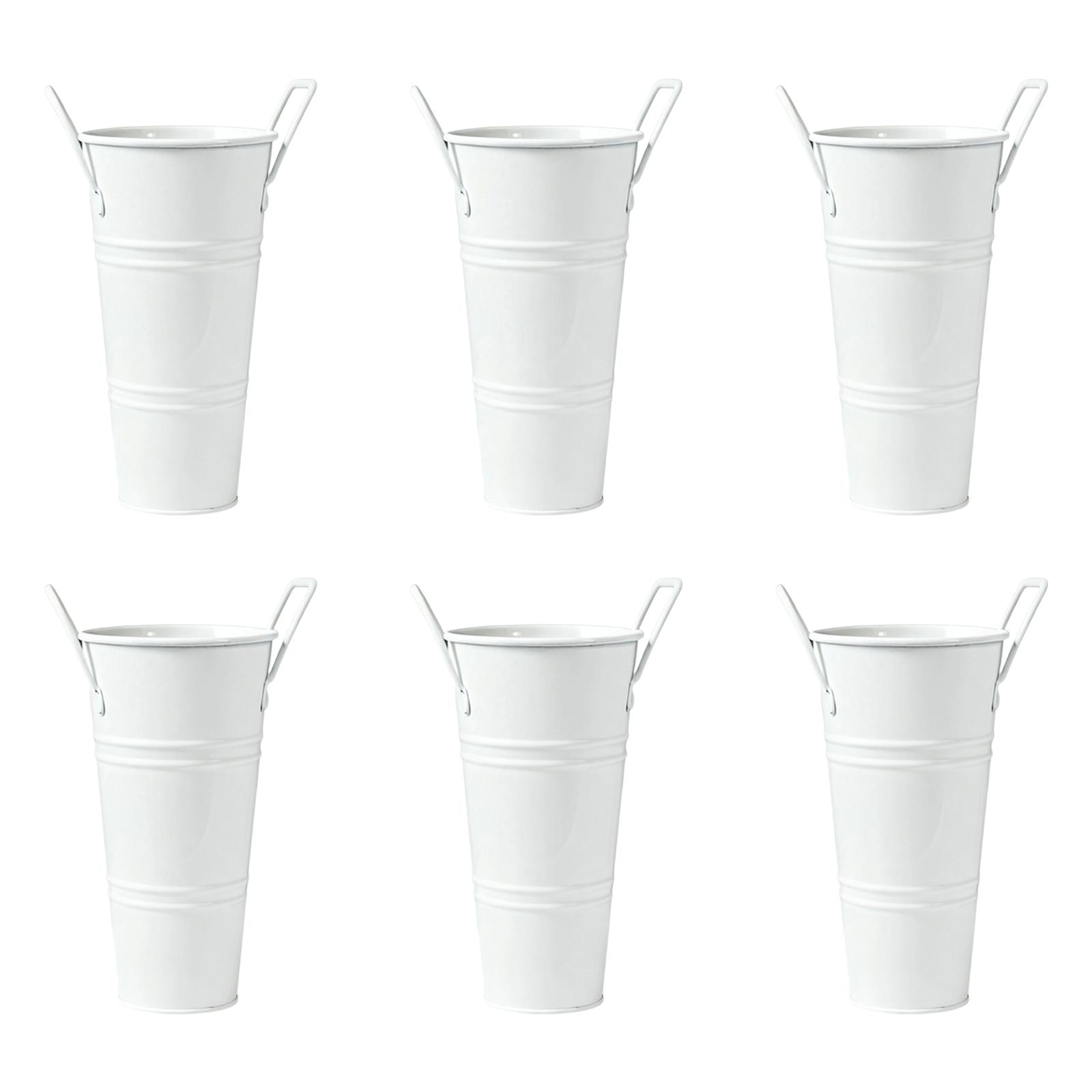 

10,2-дюймовий оцинкований бляшаний відро для квітів - Відра для квітів для квіткового бару з ручками, Металева ваза для квітів для декору столу вдома та в саду One Size білий