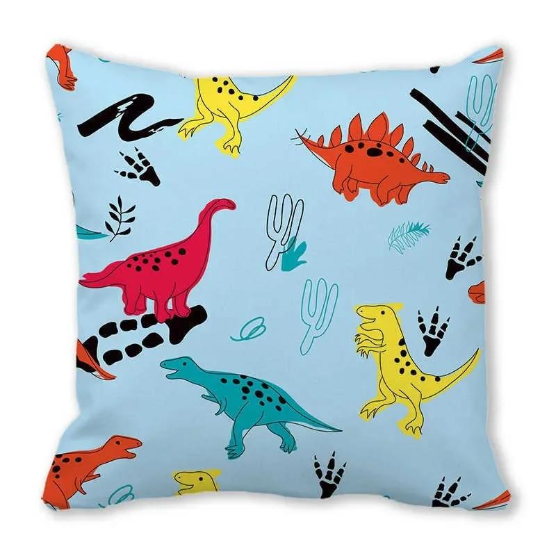 Office Sofa Car Cushion Cover Luxury Home Decoration Pillow Cover Cute Cartoon Little Dinosaur Animal Pattern