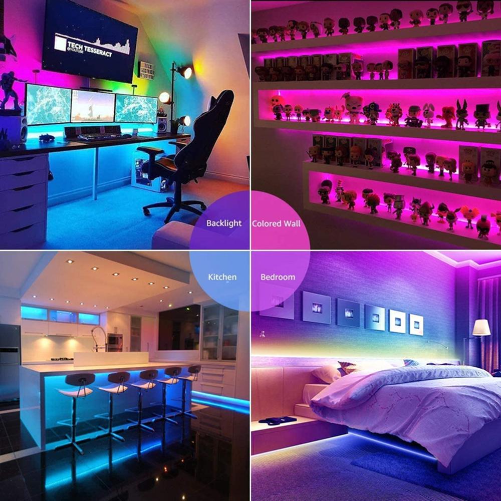 1pcs RGB LED Strip Light 24keys IR Control and APP Bluetooth Control 2835 SMD Flexible Lamp Tape USB Power For TV Backlight Home Party Decoration