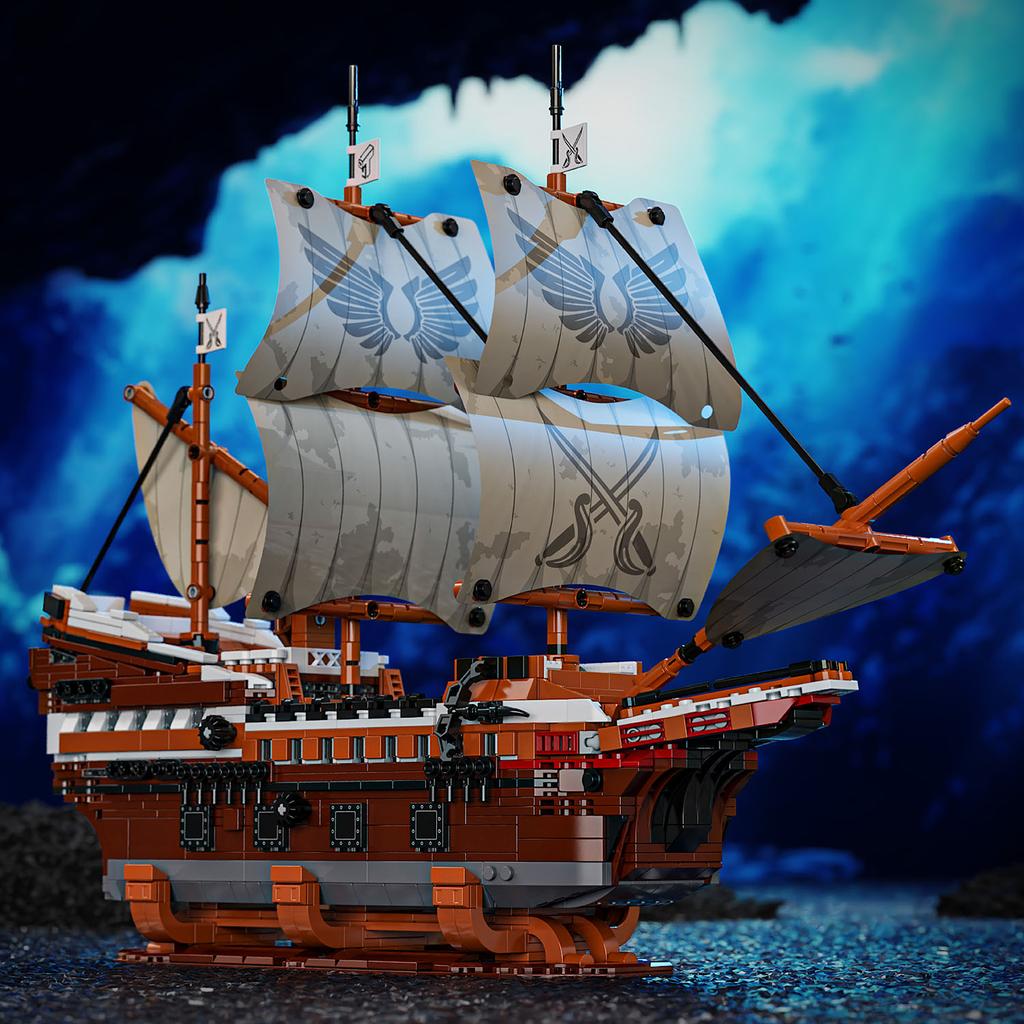 2076pcs Pirates Of The Mayflower Warship Building Blocks Boat Bricks Caribbean MOC Assembly Toys For Kids Birthday Gifts