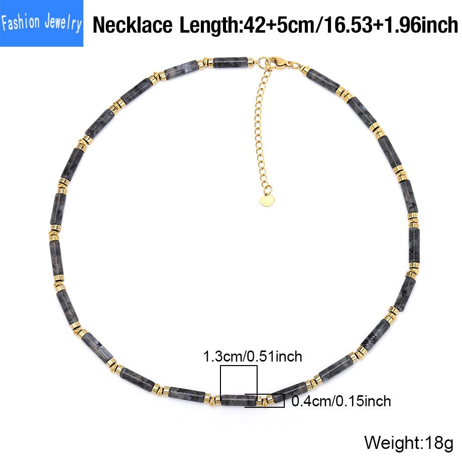 High-end Natural Stone Crystal Cylindrical Bamboo Necklace Pendant Light Luxury Niche Design Exquisite Clavicle Chain for Women