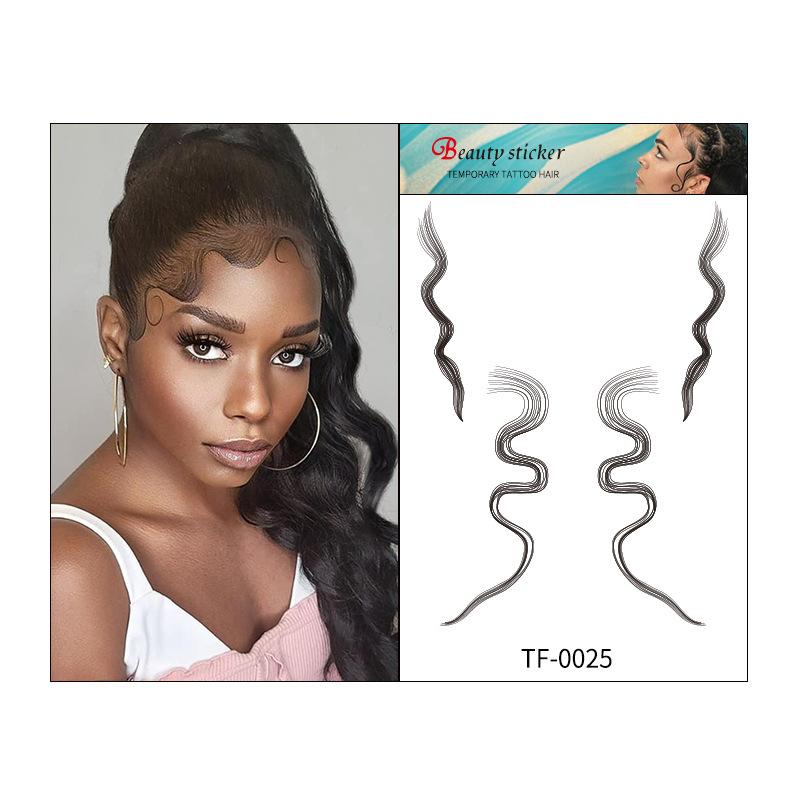 6D Imitation Ecological Bun Waterproof Hairline Tattoo Sticker Bangs Sideburns Sticker Hair Edge Tattoo