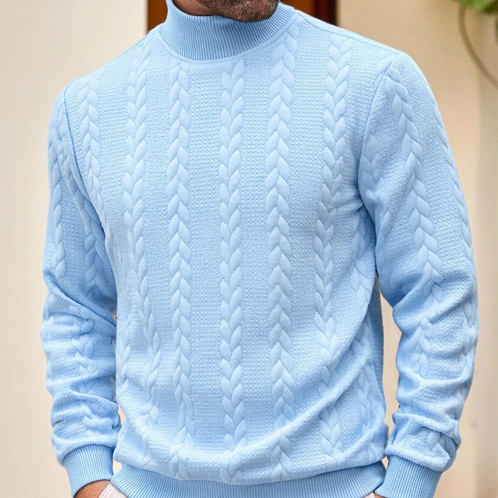 Men'S Sweater Turtleneck Warm Knitted Pullover Cable Knit Sweater Men'S Top Autumn and Winter Commuting Fashion Top Casual Dating Daily