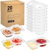 20-Piece Reusable Snack Box Set with Lids Dual-Compartment Control Containers for Snacks, Condiments, Dipping Sauces, and Sauces