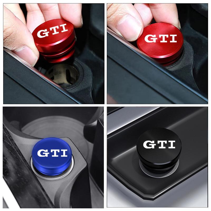 WGLRK1 12V Universal Car Cigarette Lighter Plug Cover For Volkswagen VW GTI Logo Black Red Eject Button Car Interior Accessories
