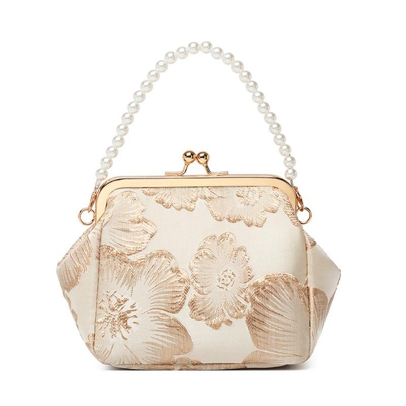 Women's bag new simple and elegant Hanfu bag Chinese antique hand-held cheongsam bag single shoulder crossbody shell bag