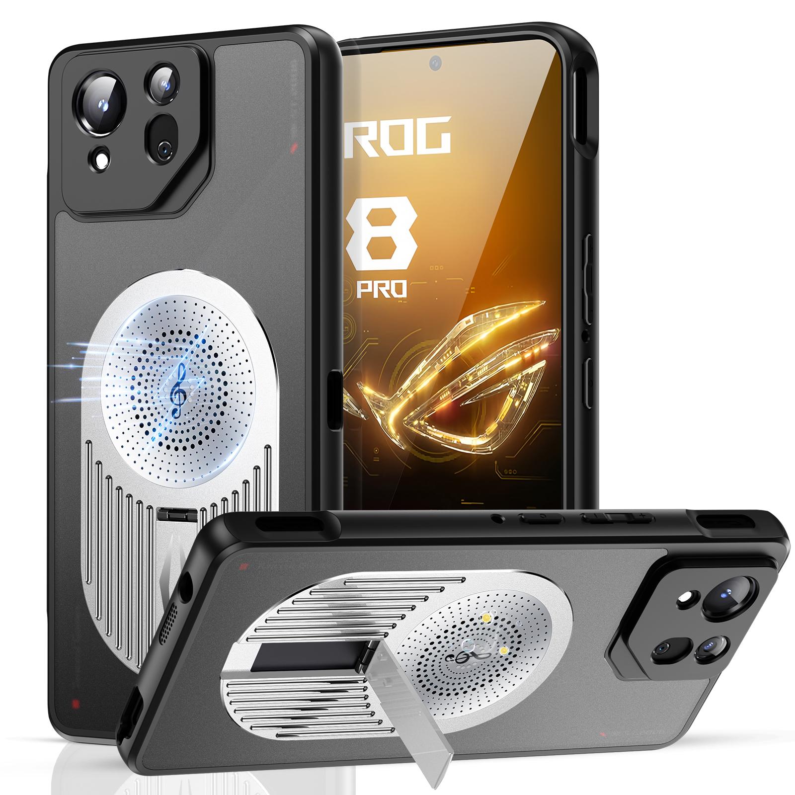 

Для Asus ROG Phone 8 5G/Phone 8 Pro 5G Магнитный чехол Рассеивание тепла Ароматерапия Подставка Силикон+ПК Чехол для телефона Silver