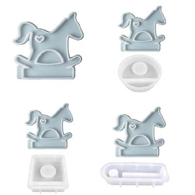 Bougeoirs Cheval Coeur en Silicone Moules Mignon Porte-bougie Cheval Moules Résine