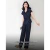 Women's Elegant Denim Shirt & Wide-Leg Pants Set