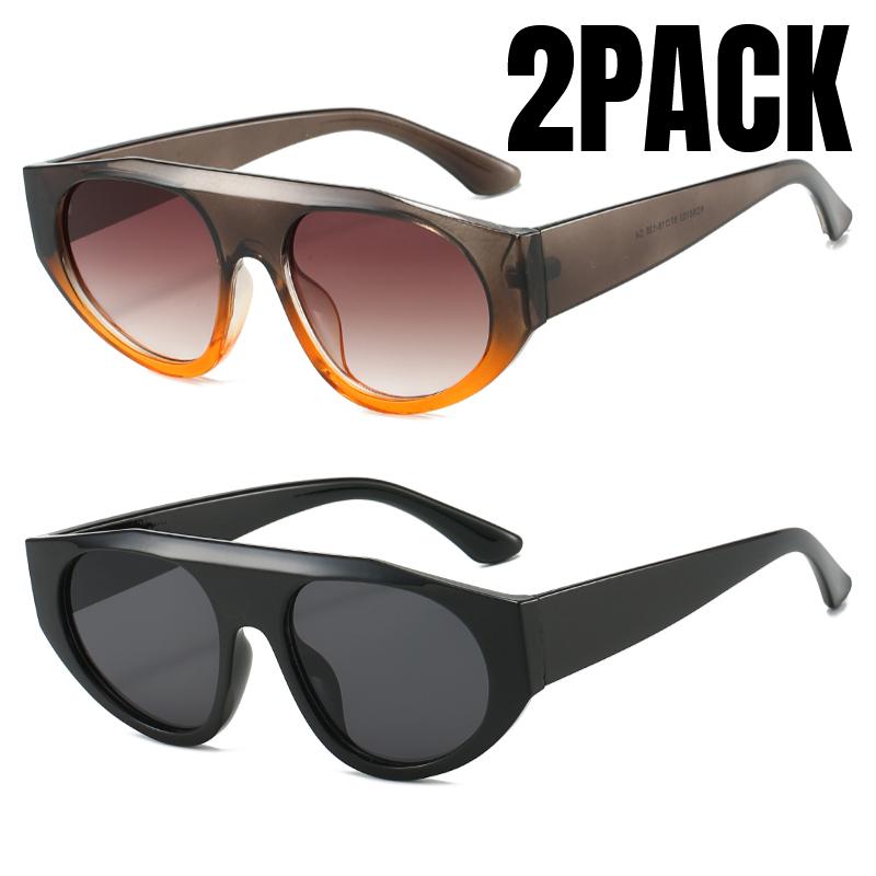 2PACK Retro Big Frame Cat Eye Sunglasses Women Men Luxury Brand Outdoor Driving Summer Traveling Sun Glasses UV400