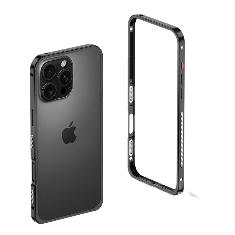 Ultra-Thin Lightweight Metal Frame iPhone 16/15 Pro Case with Seahorse Buckle Design and Heat Dissipation