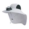 Solar Fan Hat Wide-Brimmed Shawl Fishing Hat with Dual-Power Fan Design Solar USB Charging UV-Protection Outdoor Hat