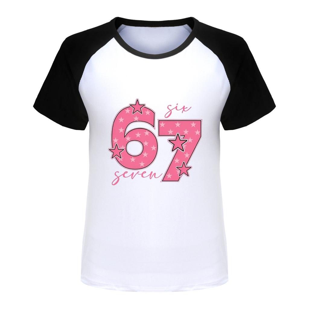 5291 Kids Boys Girls Brainrot 67 Printed Soft Raglan T-Shirt
