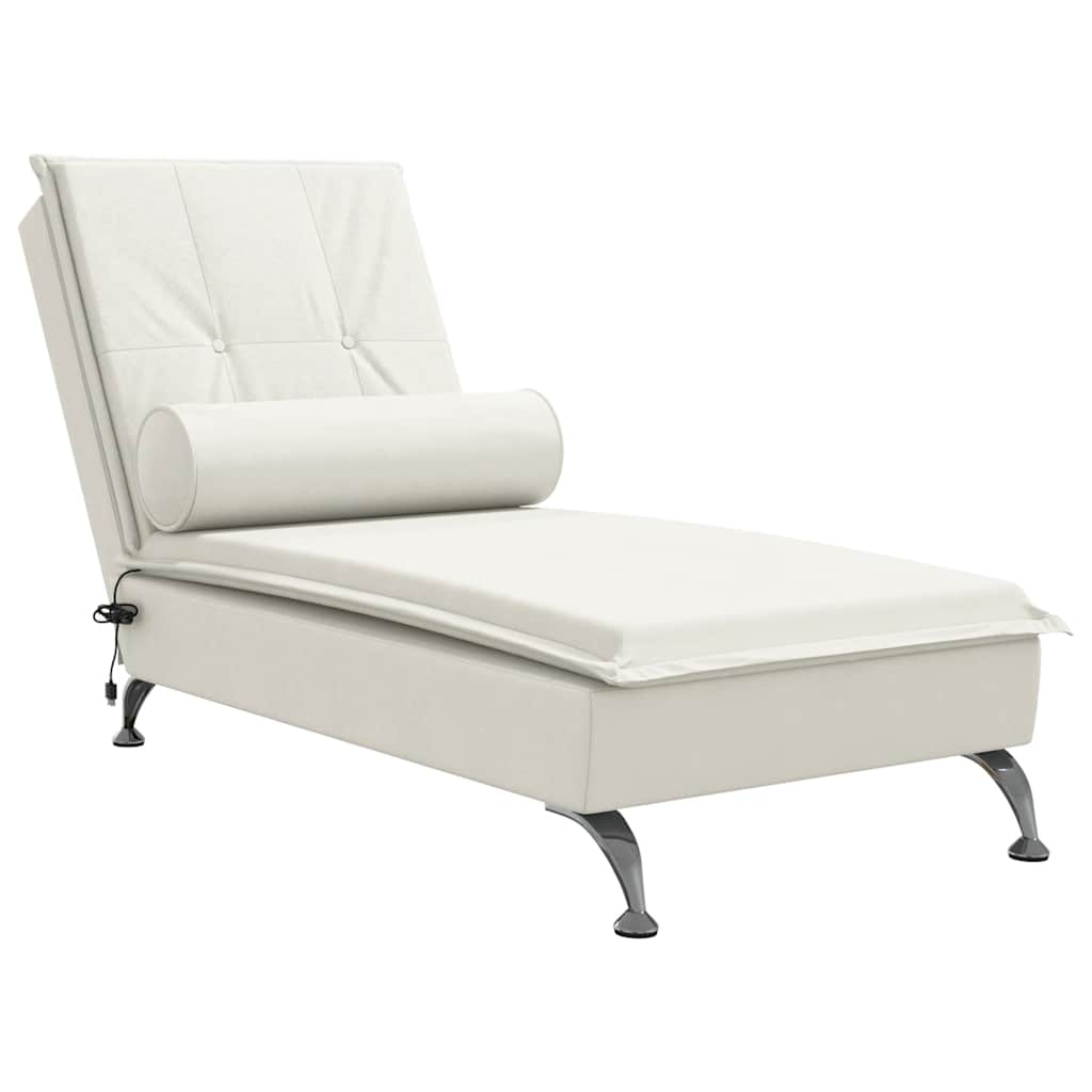 Massageliege mit Nackenrolle Cremefarbenes Samt