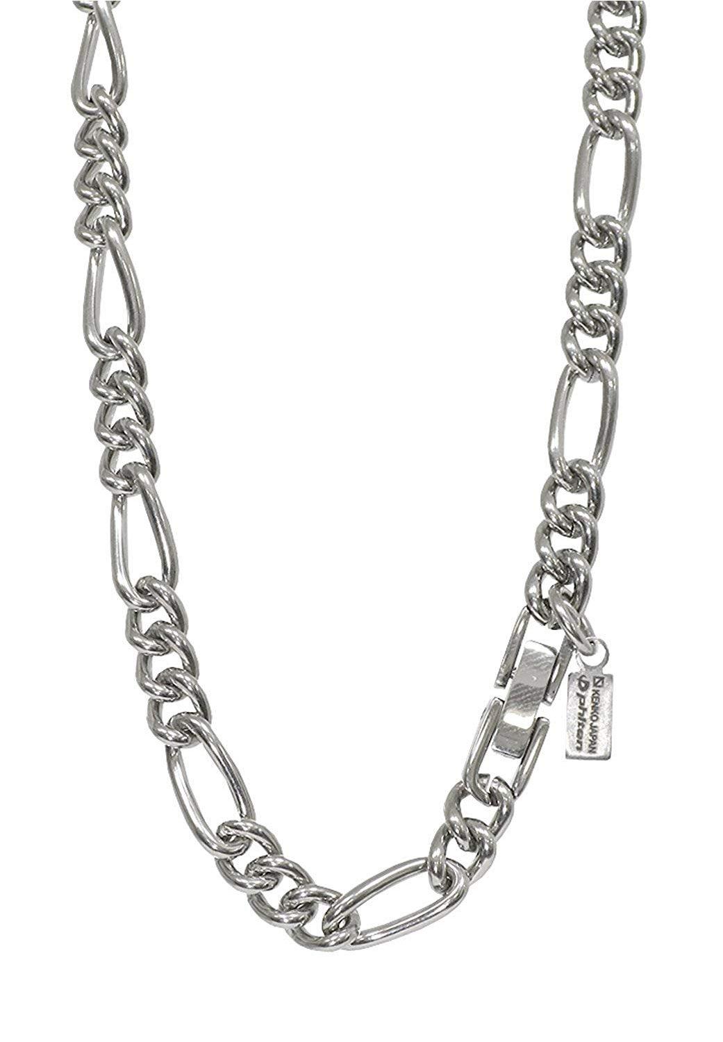 

Phiten Limited Edition Figaro Titanium Necklace, 40-60cm (50cm) Long, 5.8mm Wide Chain, Men s, Women s, Made in Japan, Sports