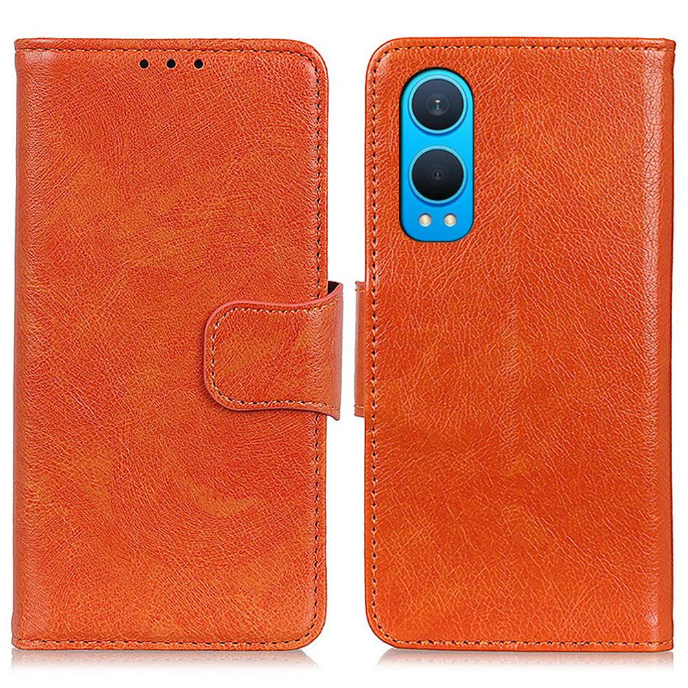 

For OnePlus Nord CE4 Lite 5G/Oppo K12x 5G (China) Wallet Case Nappa Texture Split Leather Phone Cover Orange
