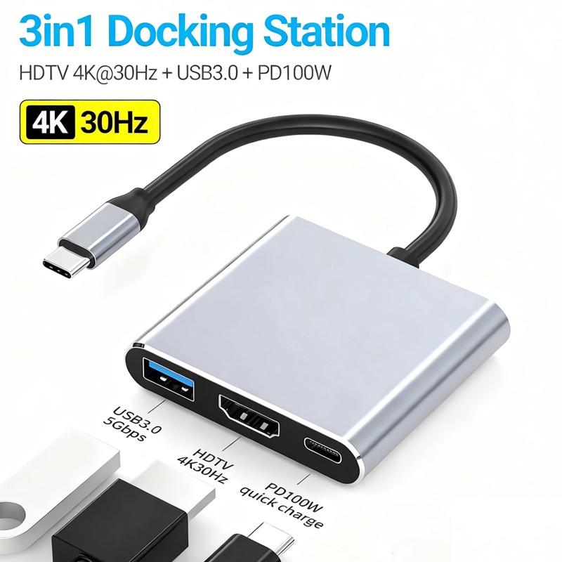 3 In 1 Usb Type C Hub USB C To HDMI-compatible Splitter HUB Type-c To HDMI-compatible USB3.0 Docking Station For Macbook Air Converter