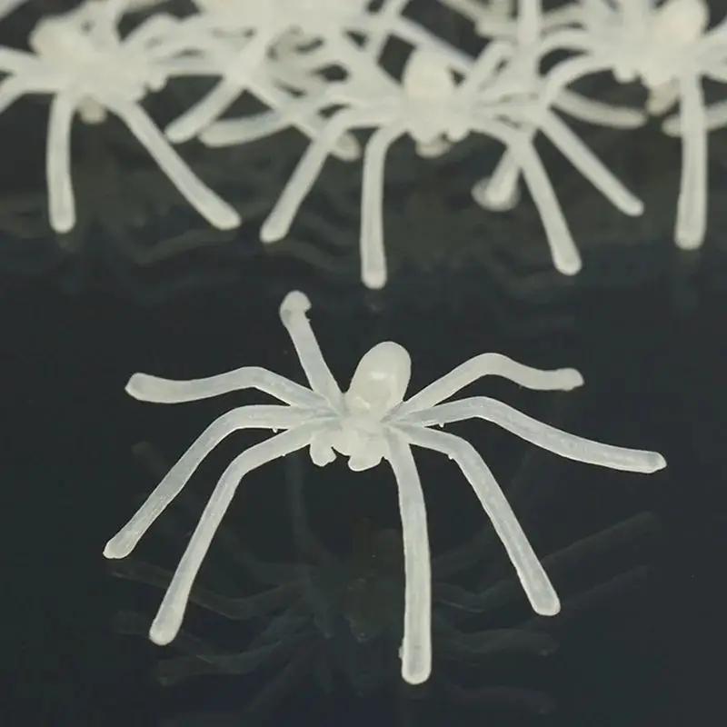 

New 10Pcs Party DIY Home Decoration Halloween Luminous Rubber Fakes Spider Plastic Figure Prank Toy Funny Festive Supplies